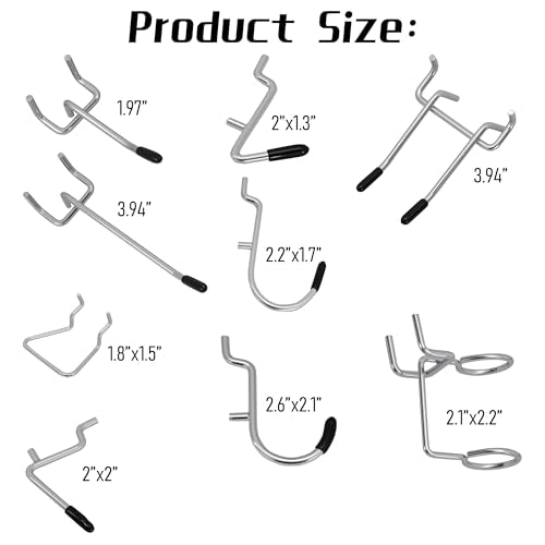 50-Piece Pedboard Hook Set, Durable Metal Hooks for Tool Hangging, Workshop, Garage and Home Organization