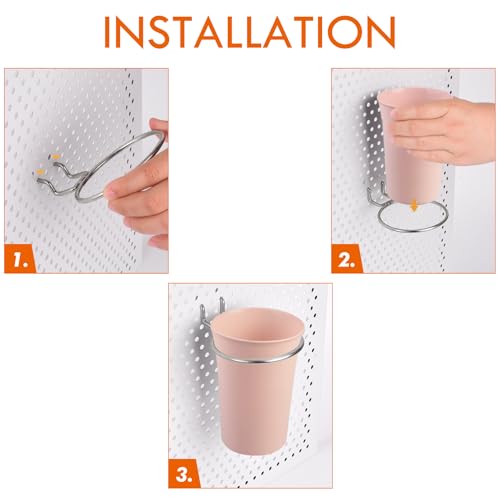 Pegboard Cups With Loops, 9 Pack Pink Peg Board Pencil Holder Organizer - color: Pink
