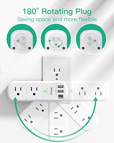 Outlet Extender with Rotating Plug, Surge Protector 6 AC Multi Plug Outlets - color: White, size: 2A1C, 1 Pack