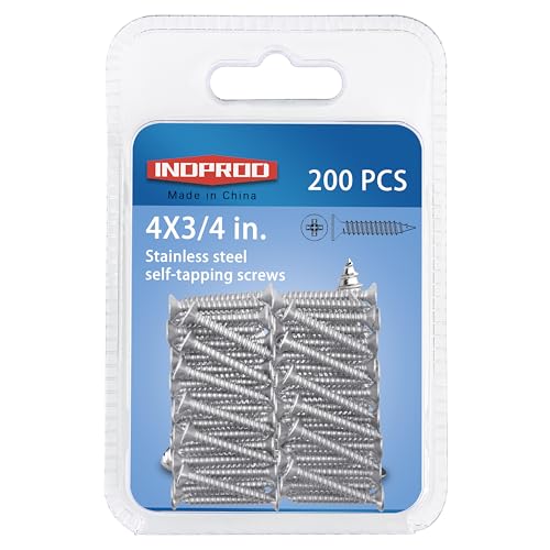 #4 × 3/4" Flat Head Phillips Wood Screw, Flat Head Self Tapping Screw Sheet Metal Screws Wood Screws, Stainless Steel 304 (18-8), 4 × 3/4-Inch, 200Pcs - color: Stainless Steel Screws, size: #4 x 3/4"