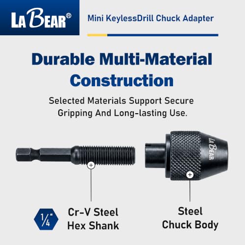 LABEAR Keyless Drill Chuck Adapter, 1.5-6mm, 1/4" Hex Shank - size: 1.5-6mm