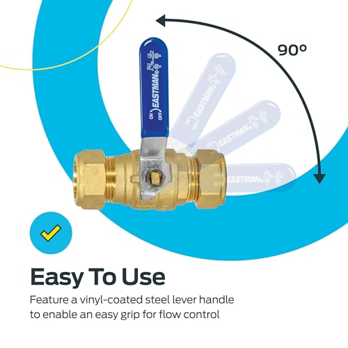 Eastman Full Port Ball Valve, 3/4 x 3/4 Inch Compression Ends, Brass Inline Water Shut-Off Valve, 20097LF - size: 3/4 in.