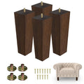 Yes4All 8-Inch Square Black Solid Wood Furniture Legs Set of 4, Heavy Duty 800 lbs Capacity, Adjustable Levelers, Replacement Furniture Legs for Couch, Sofa, Dresser, Ottoman, Chair, and Bed - color: Square Brown, size: 8 inch