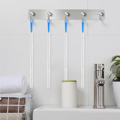 Molain 4 Pack Drain Cleaning Brush, 23.6inch Long Flexible Drain Clog Remover Tool Pipe Brush Cleaner with Nylon Bristles Rust-Resistant Sink Drain Cleaner for Toilet Kitchen Sink Shower Bathroom Tub