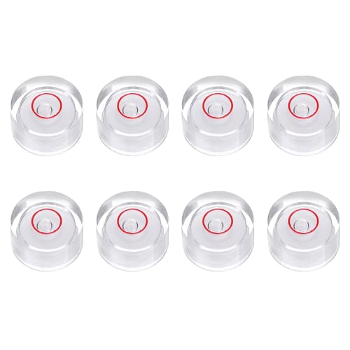 HARFINGTON 8pcs Circular Bubble Spirit Level 12x6mm Mini Round Bubble Spirit Level Little Measuring Layout Tools for TV Industrial Carpentry Picture Frame, White/Red - color: White/Red, size: 12x6mm