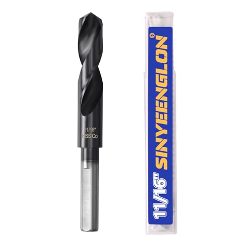 11/16 Drill Bit for Metal and Hardened Steel, M35 Cobalt 1/2 Inch Reduced Shank Industrial Grade Heavy Duty Drill Bit, with Index Storage Case - size: 11/16 in