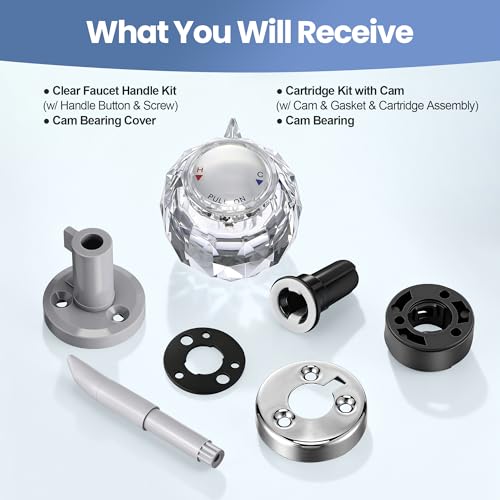 Cartridge Repair Kit with Faucet Handle, Compatible with Bradley-Cole, and Kohler, Fits Single Handle Faucets for Bathroom and Bathtub Applications