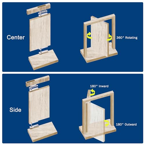 1 Pack | Heavy Duty Pivot Hinge Set with Door Ball Catch for Wood Door - HBL' Stainless Steel Hidden Door Hinge for Secret Door, 360 Degree Rotation, Invisible Pivot Door Hardware for Bookshelf.