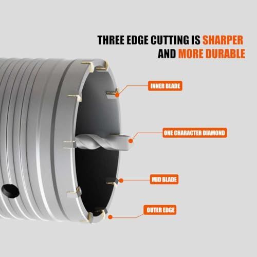 CATITO 11 Piece Set of Concrete Hole Saw (30mm 40mm 50mm 65mm),Concrete Hole Saw Kit for Concrete with SDS Plus Shank Connecting Rod and 5pcs dust Bag, Cement|Brick Stone|Wall. - size: 4PCS
