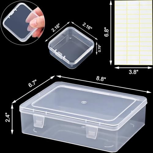 Bead Organizer Box, 30pcs Small Clear Plastic Storage Containers, Craft Storage Box Features Hinged Lid and Labels, Mini Boxes for Bracelets, Jewelry, Diamonds, Clay Beads, Screws, Seeds, Small Parts - size: 1 Pack 30 Pcs