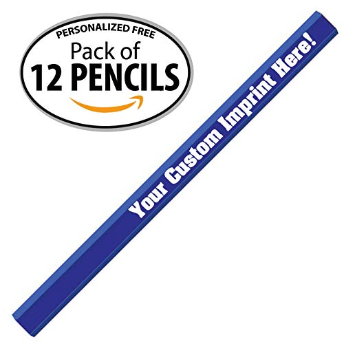 Express Pencils Royal Blue Custom Carpenter Pencil Personalized imprinted with your Name, Logo or Message - Pack of 12 (Royal Blue) - color: Royal Blue