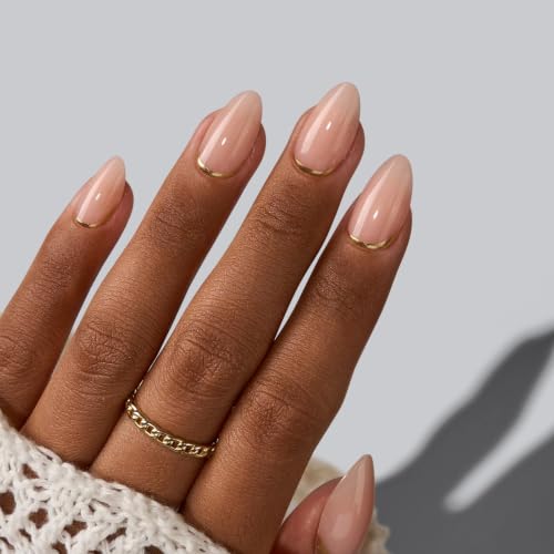 BTArtbox Press On Nails, Gold End, Short Almond, Gold Foil, 32Ct - color: A-Gold End