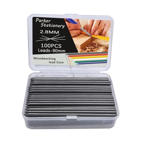 100PCS 2.8mm Carpenter Pencil Lead Refills, Black Graphite Leads for Woodworking Marking, Break Resistant Construction Lead Refills for Deep Hole Scribing Tools