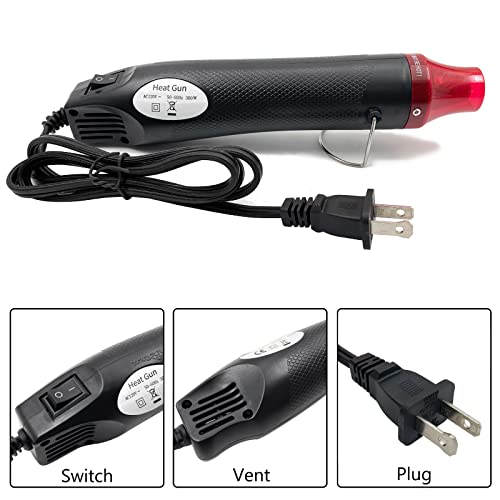 Heat Gun, Mini Hot Air Gun for DIY Crafts Portable Heat Air Gun Tool for Embossing Shrink Wrapping Drying Paint - color: Black