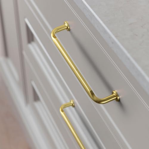 12 Pack Brushed Gold Zinc Alloy Cabinet Handles - 6.3''(160mm) Hole Center Cabinet Pull Hardware for Bedroom, Kitchen L101 - color: Brushed Gold, size: 6.3'' Hole Center