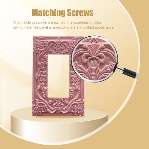 Decorative Outlet Covers Pink Flower Elegant 3D Floral Embossed 1 Gang Rocker Light Switch Cover Plate Single Decora Light Switch Covers Wall Plate Faceplate for Bedroom Home Decor - color: Pink, size: 1-Gang Rocker/5 x 3 IN