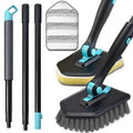 Long Handled Scrub Brush for Shower,3-in-1 Cleaning Brushes with 3 Different Function Cleaning Heads Brush for Shower Cleaning Bathroom Kitchen Walls Tub Tile (Black) - color: Black