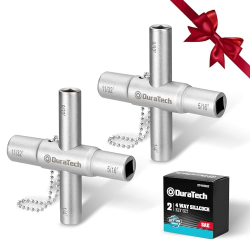 DURATECH 4 Way Sillcock Key Set, 2-Pack, for Valve, Faucet, and Spigots - size: 2 Pack, style: 4 Way Key