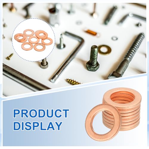 MECCANIXITY 9Pcs Flat Washer, M12 Copper Washers Copper Sealing Ring Crush Washer Kit Assortment, 12mm ID, 22mm OD, 1.5mm Thick for Bolts Screws Machinery Repair - size: 12mmx22mmx1.5mm