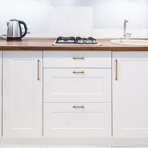 Ravinte Antique Brass Kitchen Pulls Cabinet Handles 3-3/4 Inch 10 Pack - color: Antique Brass, size: 3-3/4 Inches Hole Center