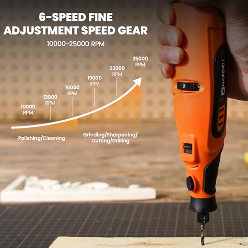 HARDELL 12V Cordless Rotary Tool Kit 6-Speed 10000-25000RPM 43 Pcs Orange