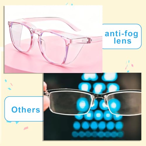 Ptwola Clear Safety Glasses Nurses Goggles Protective Eyewear Lab Goggles Side Protect and Clean Cloth Assistant Accessories - color: Blue, Pink, Colorful, Purple