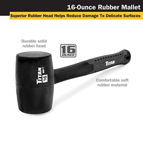 Titan 63220 2-Piece Rubber Mallet Set, Includes 16oz & 32oz with Non-marking Double-faced Solid Heads, Shock Absorbing Fiberglass Handles & Textured Grips - style: 2pc Set Rubber Mallet