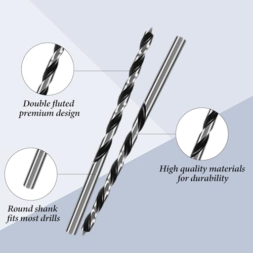 20 Pcs Drill Bits, 1/8” Carbon Steel Wood Drill Bit Set, Twist Drill Bit for Hardwood, Plywood, Plastic Round Holes and Engraving Drilling in All Types of Wood