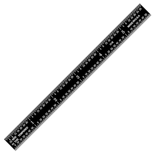PEC Tools 6 inch Flexible Metal Ruler, Easy to Read Stainless Steel Ruler, High Contrast, 16R Graduation (1/32", 1/64", 1/50", 1/100"), Machinist Ruler with Black Chrome Finish, Made in USA - color: Black Chrome-Flexible, size: 6"