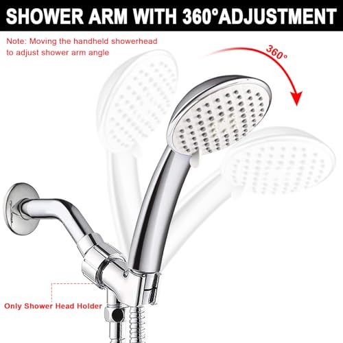 NearMoon Adjustable Shower Arm Mount- with Universal Wall Hook Bracket and Brass Pivot Ball, Shower Head Holder for Hand Held Showerheads (Chrome Finish) - color: Chrome Finish