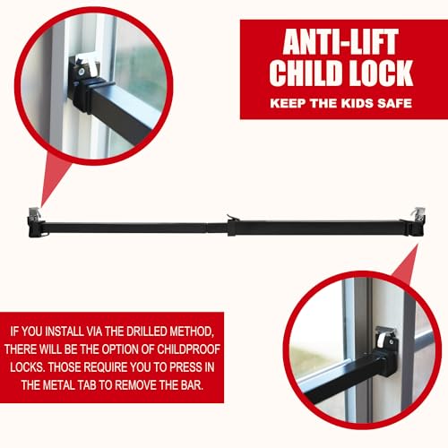 SecurityMan Window Security Bar - Easy Install for Horizontal/Vertical Windows - Adjustable Window Lock Bar (Child Proof/Heavy Duty Iron) - Extendable (14.25" to 37") Security Bars for Windows - Black - color: Black