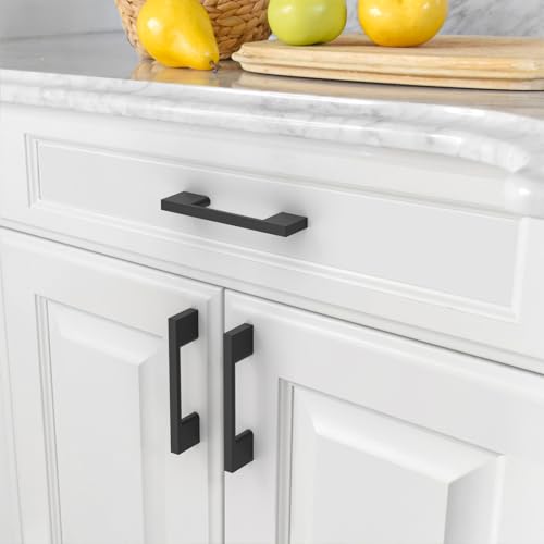 Amerdeco 10 Pack Matte Black Cabinet Pulls 3 Inch(76MM) Hole Centers Kitchen Cabinet Handles Cabinet Hardware Kitchen Handles for Cabinets Cupboard Handle Drawer Pulls ZH0060 - color: Matte Black, size: 3"/76mm Hole Center, style: 10 Pack