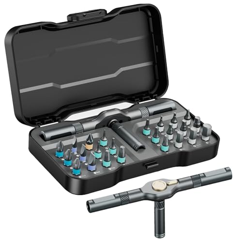 ORIA 24 in 1 Ratchet Screwdriver Set, Magnetic Screwdriver Kit, DIY Repair Tool Kit, Detachable Assembly T Handle, Portable Case for Bicycle, Furniture, Electronics, DIY - size: 24-IN-1