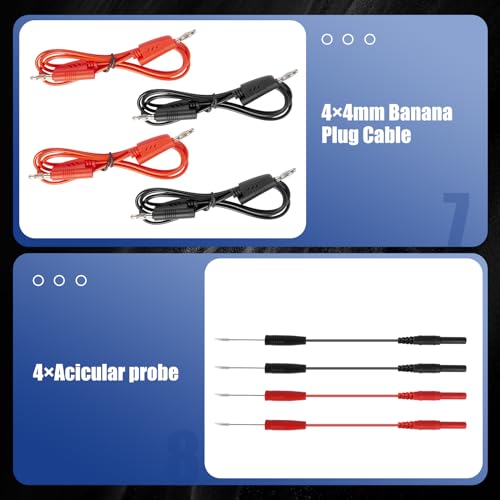 110 Pcs Automotive Circuit Test Lead Kit, Multimeter Test Leads Kit, Electrical Test Kit, Back Probe Kit Automotive, Relay Wire Connector Kit (with Black Carrying Case), Alligator Clips - color: Black