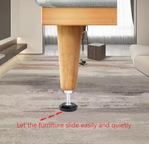 Furniture Levelers- Adjustable PTFE(Teflon) -Bottomed Pads,Table, Chair Leveling Glides, Legs-Pack of 16 with nut Inserts-Helps Furniture Slide Glides- Hardwood Floor Protectors- Leveling feet（T16）
