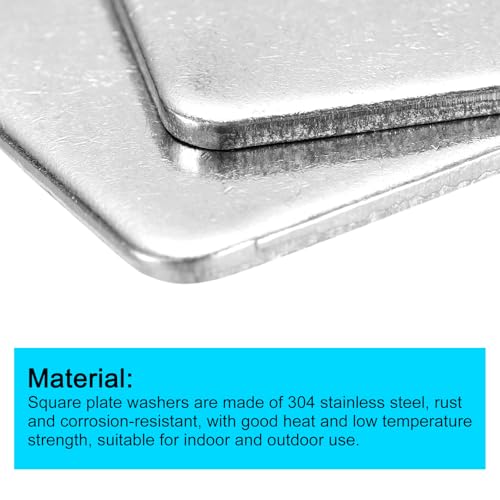 uxcell Square Washer, 25Pcs M8x20x20x2mm 304 Stainless Steel Square Plate Washers Flat Pad Spacer Gasket for Hardware Fastener - size: M8x20x20x2mm