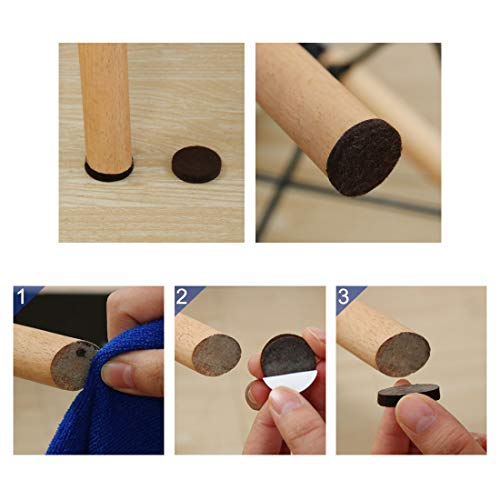 uxcell 40pcs Furniture Pads Round 1" Dia Self-stick Non-slip Anti-scratch Felt Pads Floors Protector Dark Brown - size: 25 x 5mm