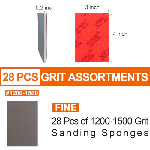 28 Pcs 1200-1500 Grit Sanding Sponge Soft Foam Hand Sanding Blocks - style: 1200-1500 Grit 28PCS