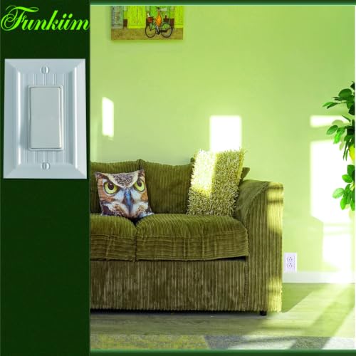 Pure White Classic Beadboard Wall Plates,Light Switch Covers,Electrical Outlet Covers, Switch Plates of Various Combination, Nature Bamboo Fiber Wall plate (1 Gang Decorator 4 Pack) - style: 1 Gang Decorator 4 Pack