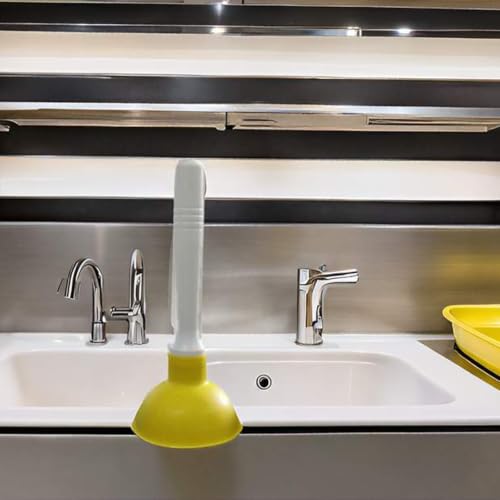 Drain Plunger, Mini Sink Unclogger, Small 4-Inch Clog Remover - color: Blue + Yellow