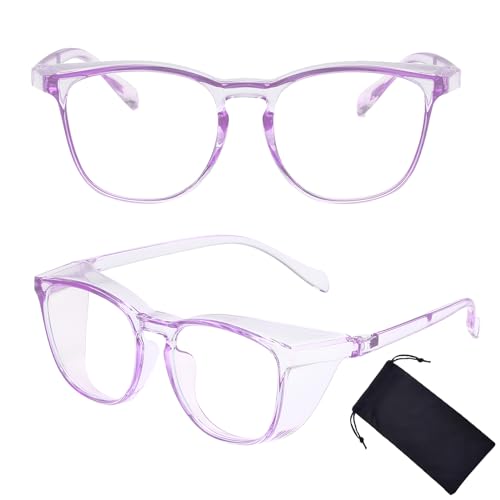 Safety Glasses for Men Women, Anti Fog Safety Goggles Comfortable Blue Light Blocking UV Protective Adult Nurse - color: Square Purple 1pack
