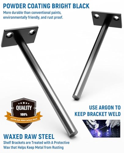 12-Pack 10 inch Floating Shelf Brackets, Hidden Shelf Bracket for Wood - color: Black-12Pack, size: 10 Inch