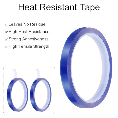 uxcell Blue Heat Tape, 1 Roll 10mmx33m 108ft High Temperature Heat Resistant Tape for Sublimation,Heat Vinyl Press,Heat Transfer, Circuit Board, No Residue - color: Blue, size: 10mmx33m