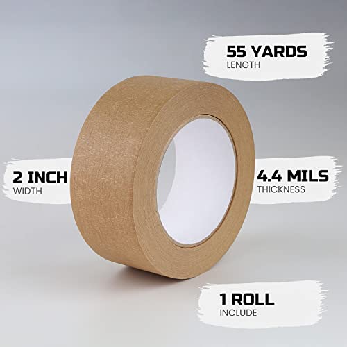 Lichamp Wide Brown Painters Tape 2 inch, 1pc Medium Adhesive Brown Masking Tape, 1.95 inches x 55 Yards (Pack of 2) - size: 2 inch (Pack of 2)