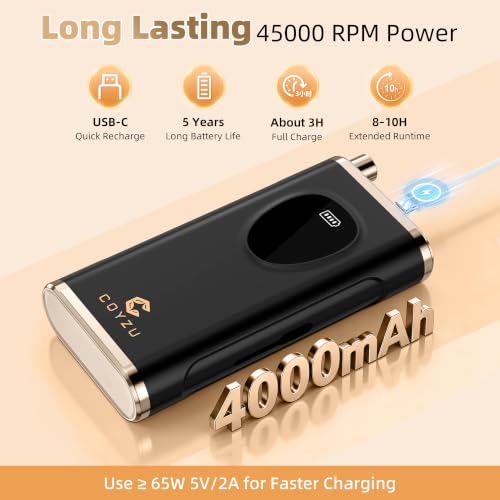 Professional Electric Nail Drill Rechargeable Nail File - color: Black Gold