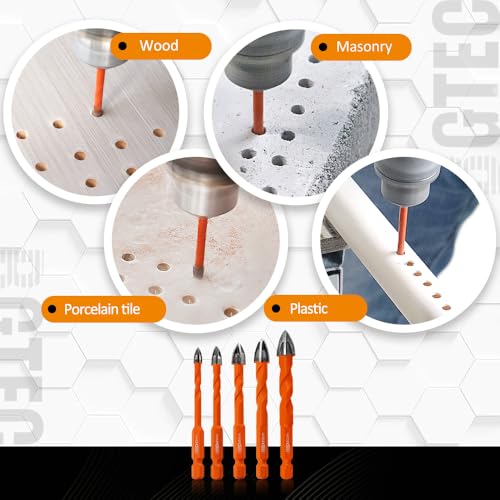 BGTEC Cemented Carbide Drill Bits Masonry Drill Bits, 5pcs Quick-fit Shank 5MM Cross Spiral Hard Alloy Drill Bit for Wood Plastic Masonry Ceramic Tile Concrete Marble - size: 5pcs 5mm