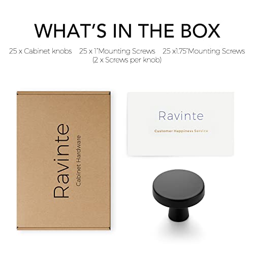 Ravinte Matte Black Drawer Pulls, 1-1/4 Inch Cabinet Knobs,25 Pack - color: Matte Black