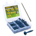 LIONMAX Pocket Hole Screws Assortment Kit, 450 PCS in 5 Sizes, 8 x 1, 1-1/4", 1-1/2", 2", 2-1/2", Blue Anti-Rust Coated Pocket Hole Screws for Exterior, Square Drive, 150MM Drive Bit Included