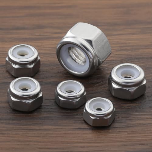 136PCS SAE Lock Nuts Assortment Kit 6-32 8-32 10-32 10-24 1/4-20 5/16-18 3/8-16 1/2-13, 304 Stainless Steel Nylon Insert Locknuts Set - size: #6#8#10 1/4 5/16 3/8 1/2