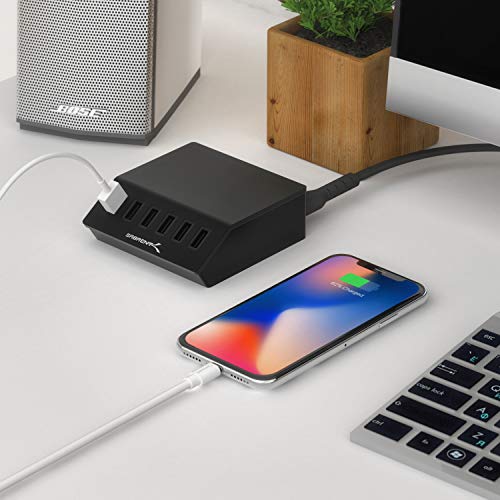 SABRENT 60W 6-Port USB Charging Station, Auto-Detect, UL (AX-FLCH-B) - size: 6-Port